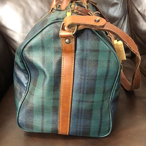 KRALPH LAUREN Black Watch Plaid Speedy Boston Travel Vacation Camp Shoulder Bag - Picture 8 of 17